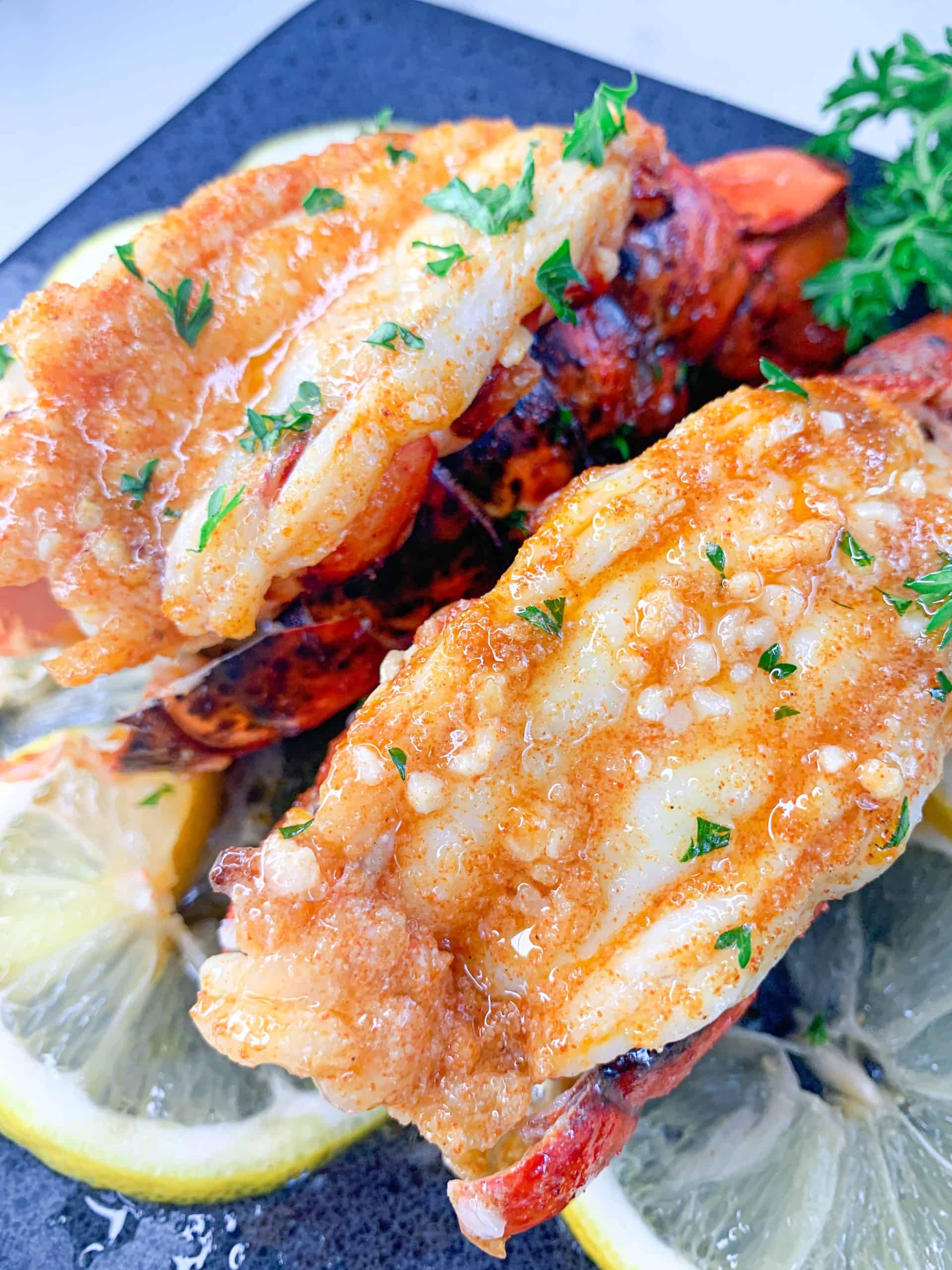 Air Fryer Lobster Tails with Lemon Garlic Butter